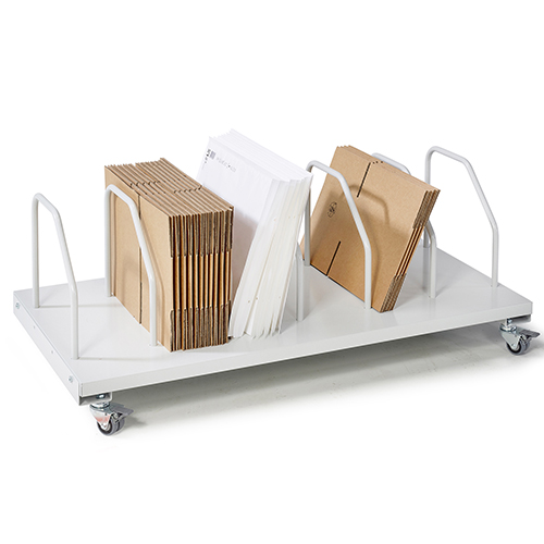 Sovella Nederland Treston lage kartontrolley met 7 verdelers voor 6 kartonnen voor onder een inpaktafel