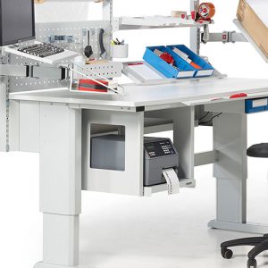 Sovella Nederland Treston modulaire inpaktafel - magazijn werkbank en logistieke werkplek met printerhouder onder tafelblad