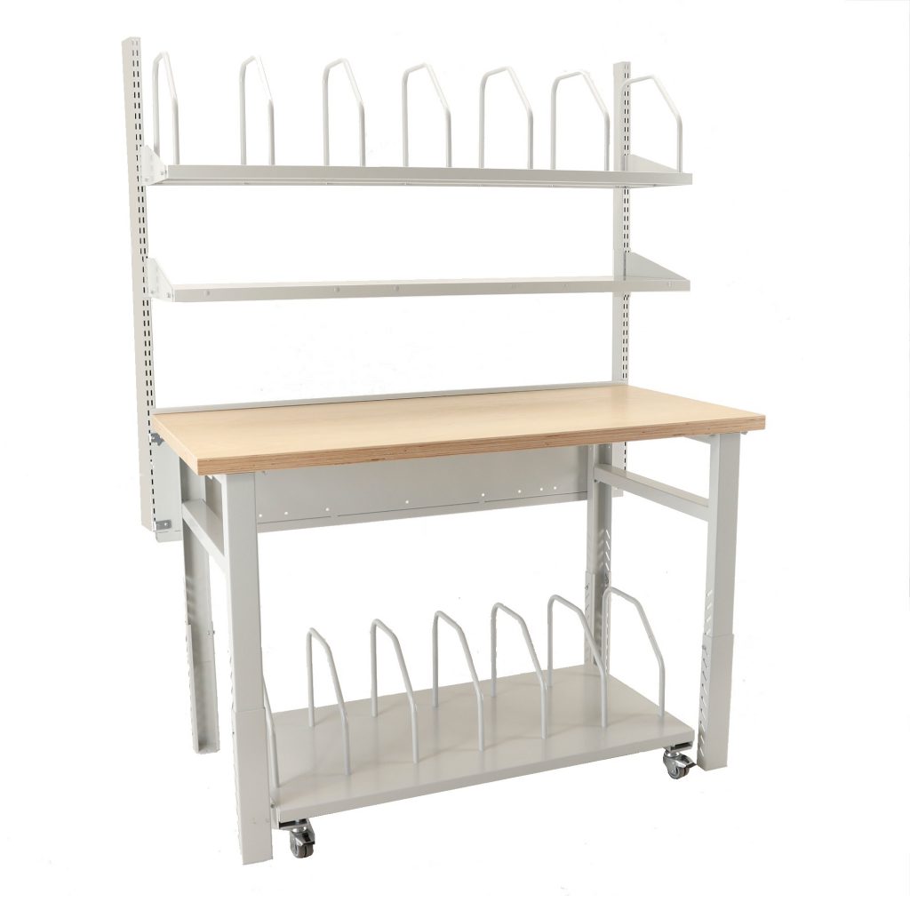 Sovella Nederland Treston inpaktafel voor webshops of magazijn werktafel / logistieke werkplek voor industrie, met kartonhouder en kartontrolley