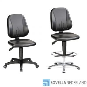 Sovella Nederland Treston werkplaatsstoel en zadelkruk voor productie en ESD nabij de werktafel