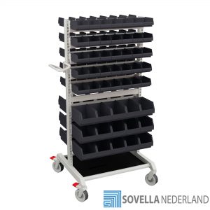 Sovella Nederland Treston Basic trolley combinatie 1 met ESD opslagbakken nabij de werktafel