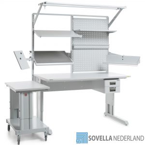 Sovella Nederland Treston concept werktafel met ergo trolley en accessoires voor ESD toepasisng