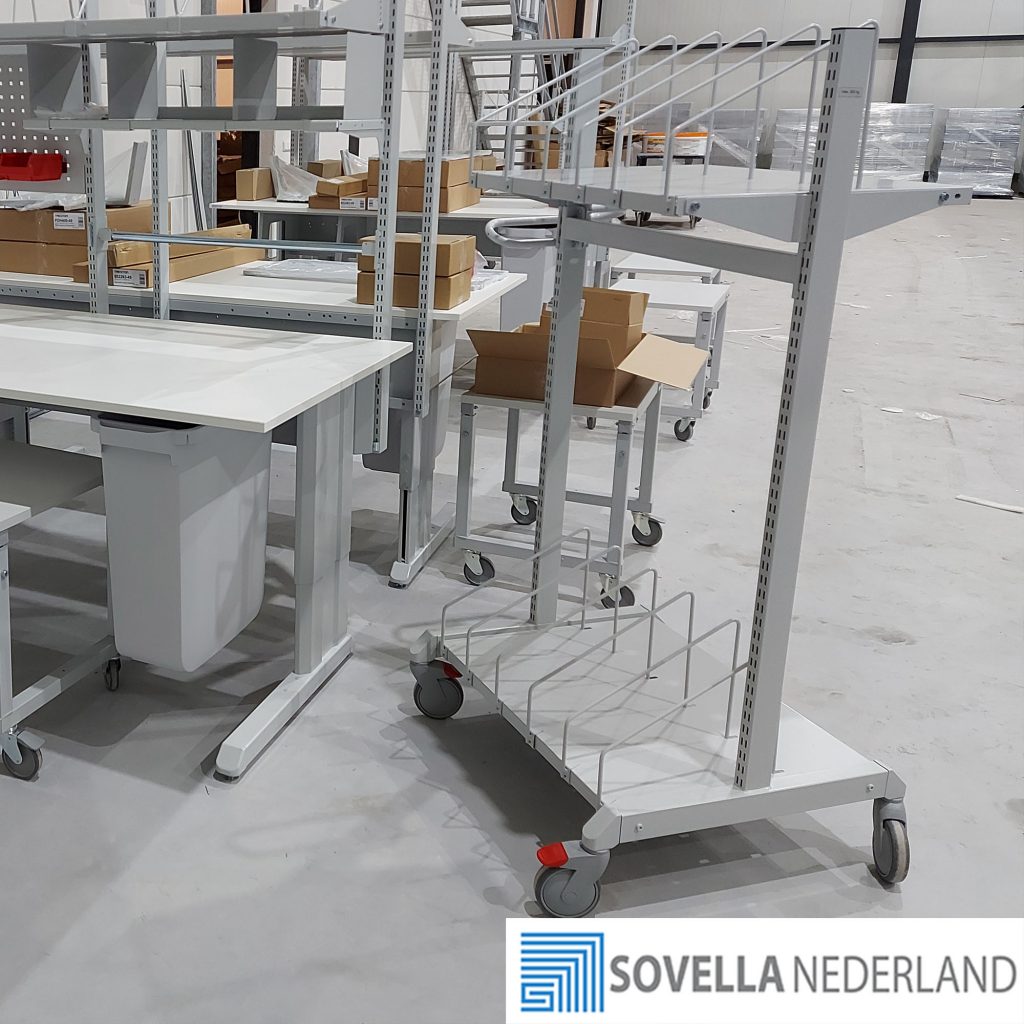 Sovella Nederland Treston kartontrolley dubbel met fijne verdeling voor kartonnnen bij de inpaktafel