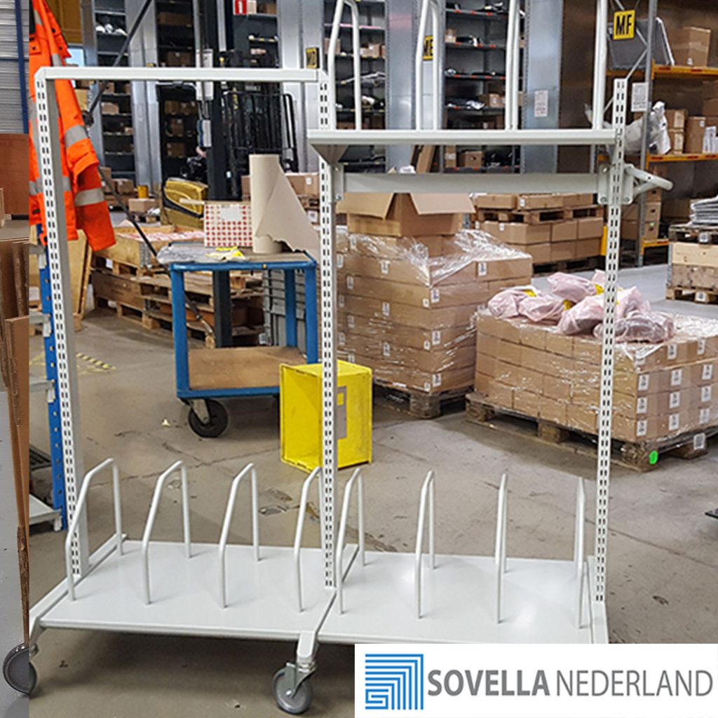 Sovella Nederland Treston kartontrolley dubbel voor grote en kleine kartonnen nabij de inpaktafel