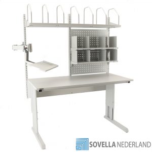 ENG_Sovella Nederland Treston concept packing bench with pigeon hole cabinet and IT accessories
